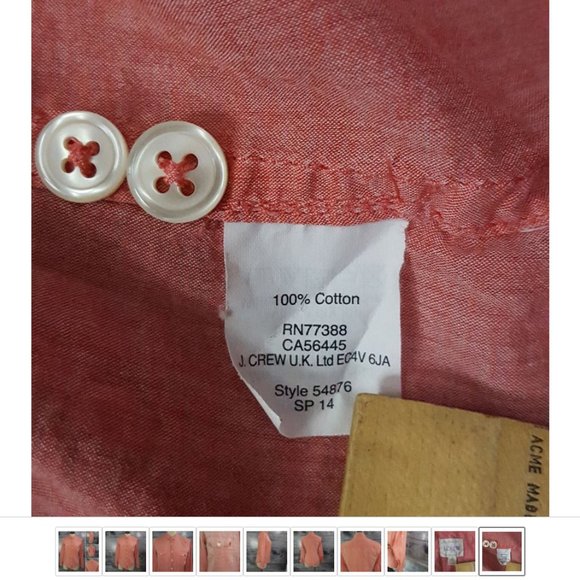 J Crew Women sz S Long Sleeves Buttons Down shirt Salmon Pink 100% Cotton - Picture 8 of 8